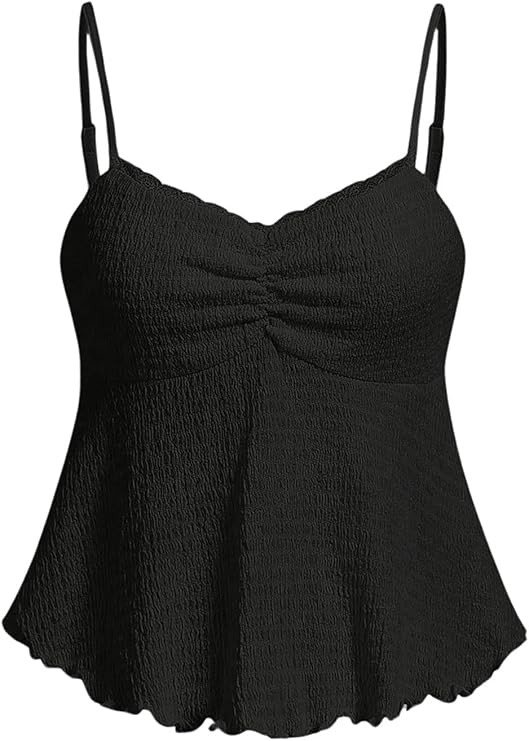 SOLY HUX Women's Peplum Tops Summer Casual Ruched Flowy Going Out Top Spaghetti Strap Tank Camiso... | Amazon (US)
