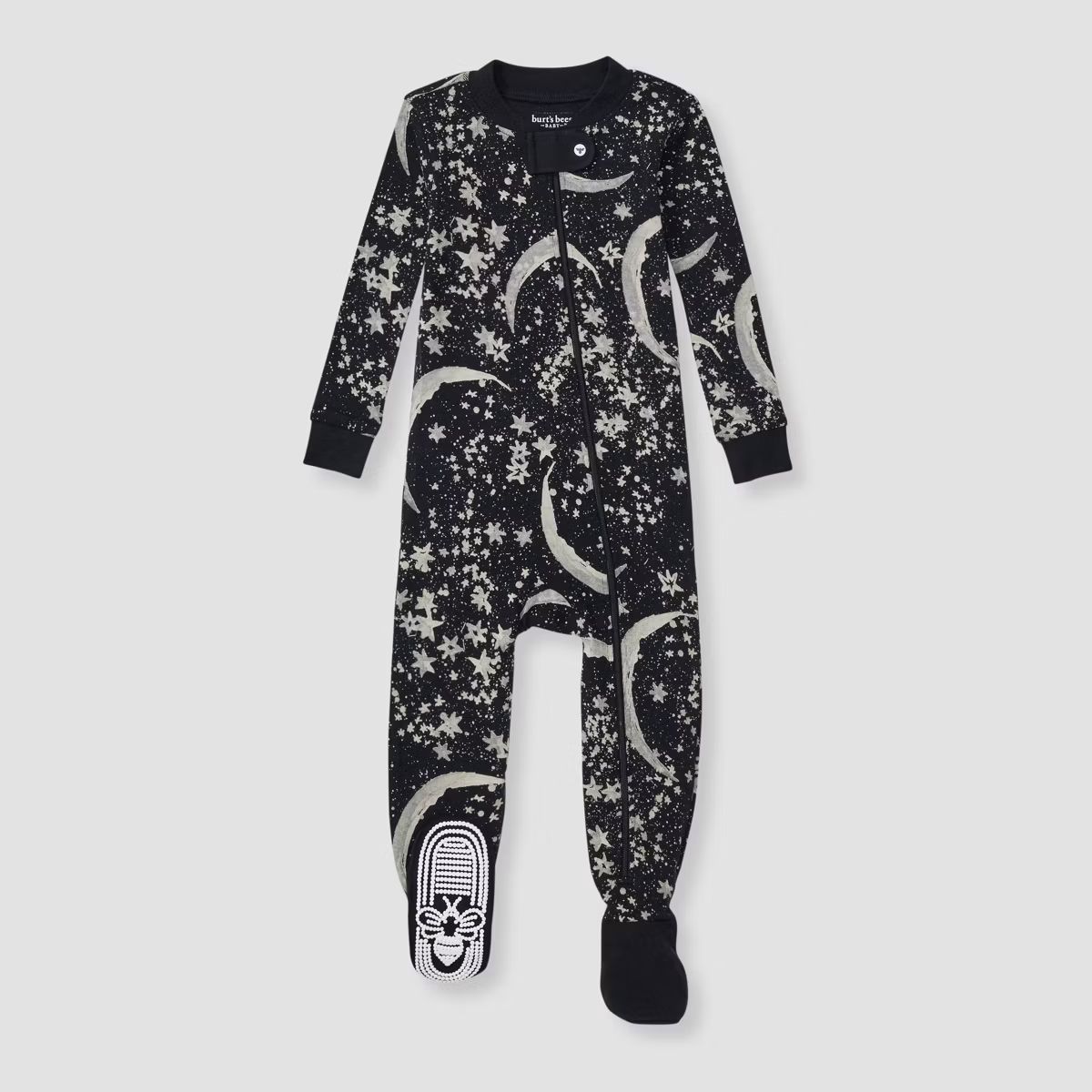 Burt's Bees Baby® Baby Boys' Snug Fit Celestial Moon Footed Pajama - Black | Target