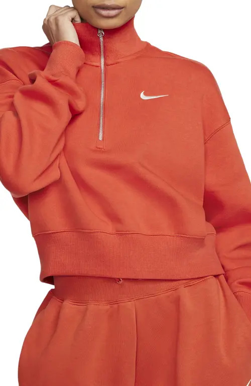 Nike Sportswear Phoenix Fleece Crop Sweatshirt in Mantra Orange/Sail at Nordstrom, Size Small | Nordstrom