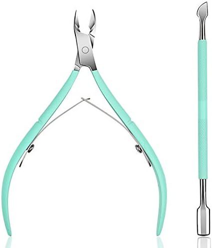 Cuticle Nipper with Cuticle Pusher - Ejiubas Green Cuticle Trimmer Stainless Steel Cuticle Clippe... | Amazon (US)