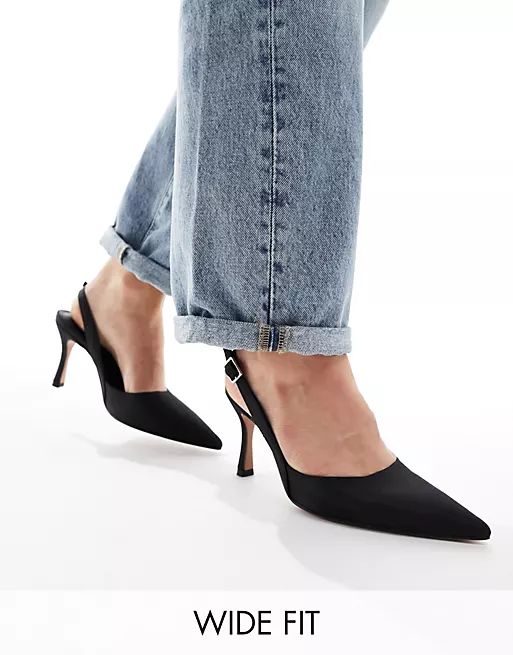 ASOS DESIGN Wide Fit Samber 2 slingback stiletto heels in black | ASOS (Global)