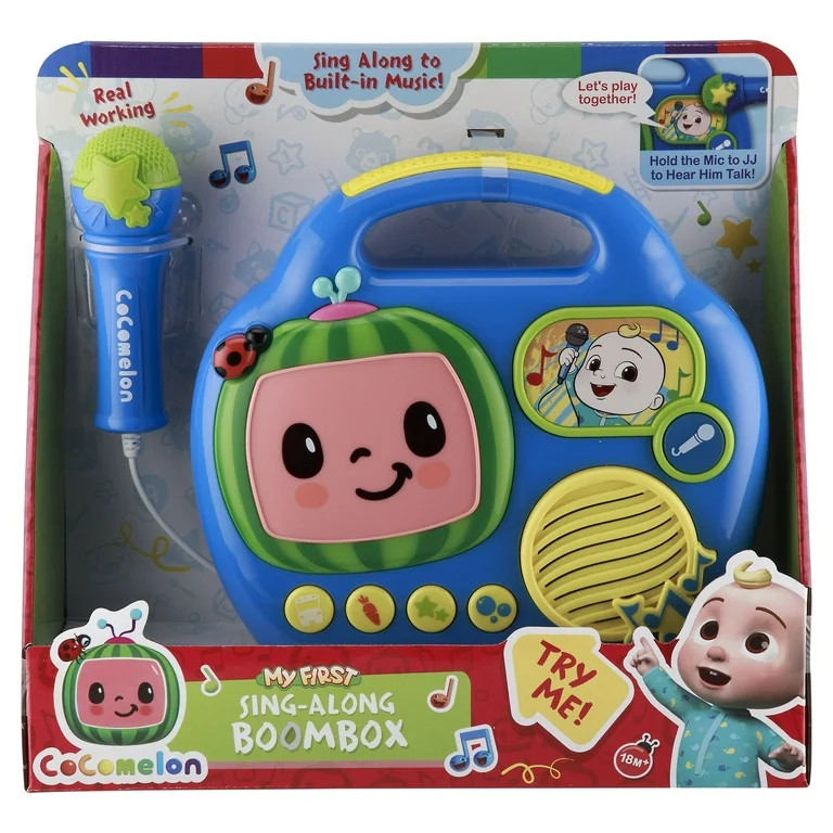 EKids Cocomelon Toy Singalong Boombox with Microphone for Toddlers, Built-in Music and Flashing L... | Walmart (US)
