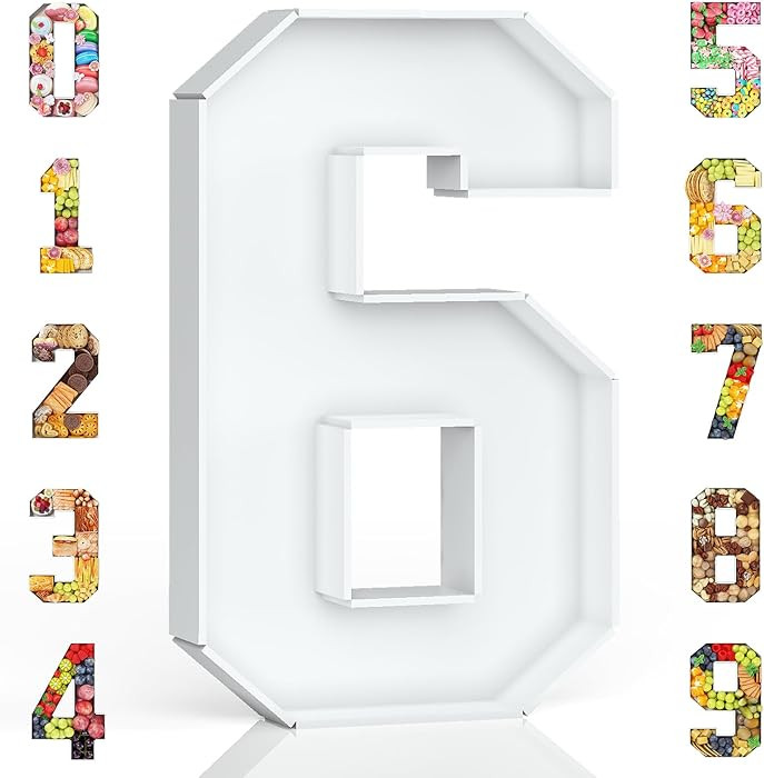 Cardboard Number for Charcuterie, 13.7" Cardboard Number 6 Fillable Number for Food Paper Mache N... | Amazon (US)