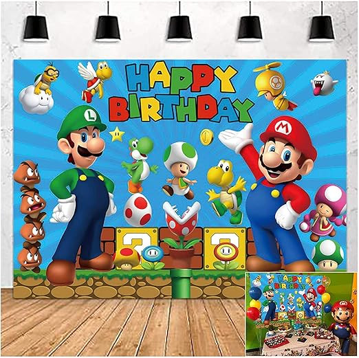 Super Mario Gold Coin Video Game Happy Birthday Theme Photography Backdrops 5x3ft Children Boys B... | Amazon (US)