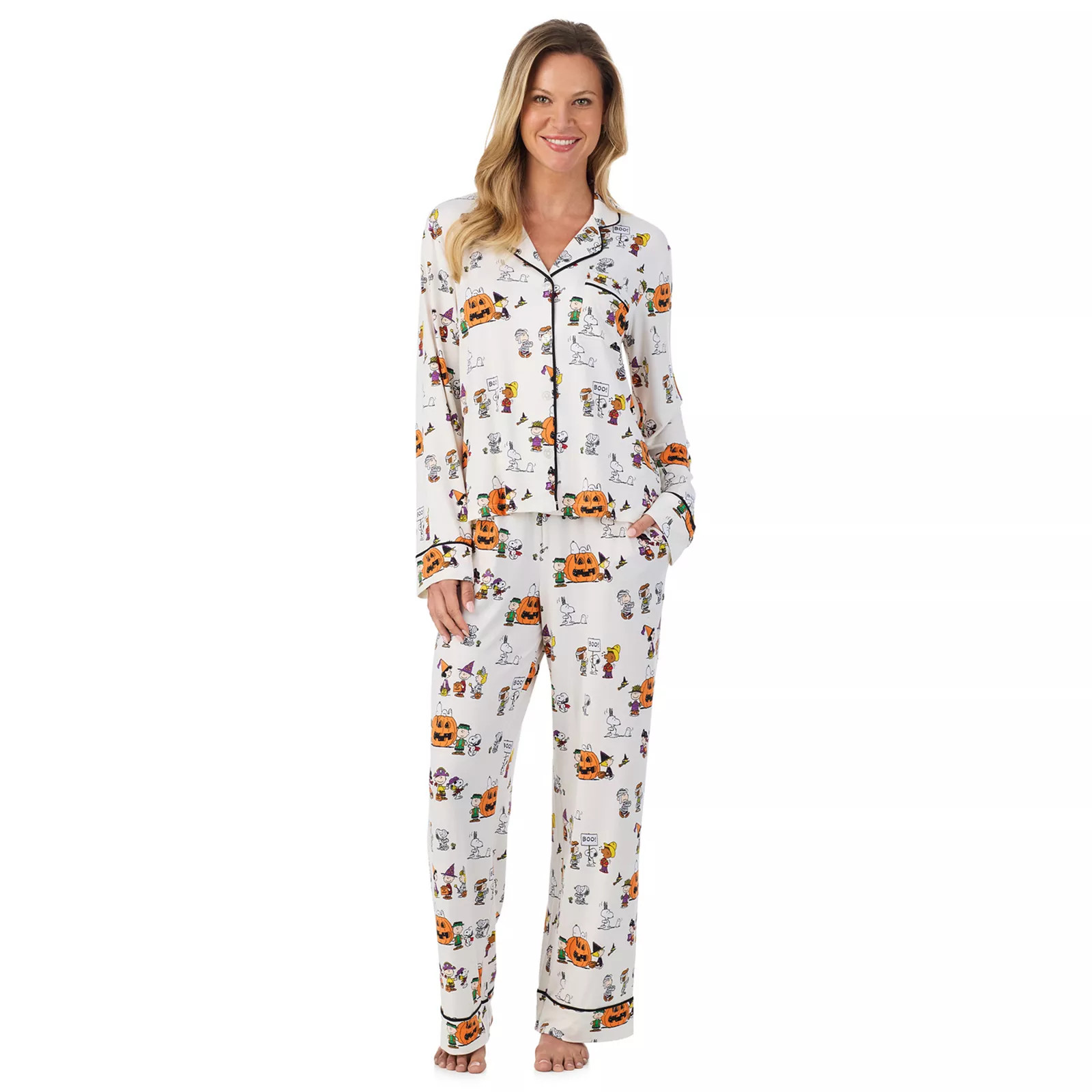 Women's Beauty Sleep Social Peanuts Halloween 2-Piece Pajama Top & Pajama Bottoms Set | Kohl's