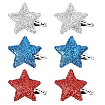 JUNEBRUSHS Star Hair Clips, 12Pcs Red White Blue Patriotic Hair Accessories for Women Girls July ... | Amazon (US)