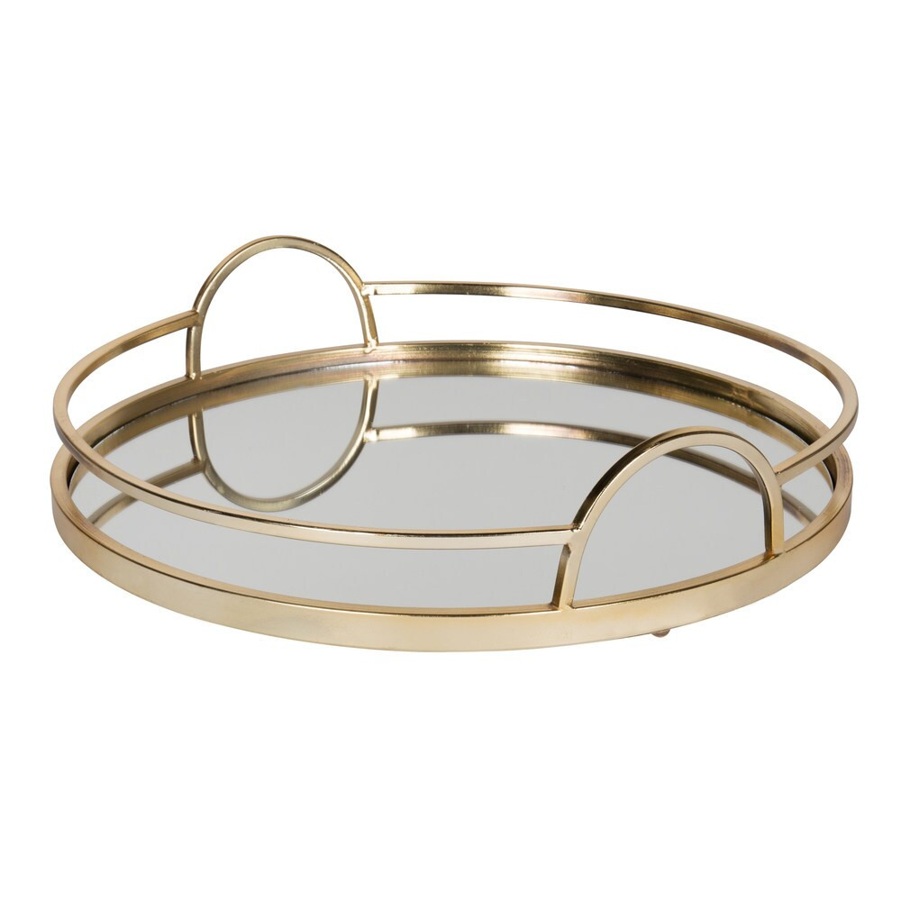 Kate and Laurel Naples Gold Metal Mirrored Round Decorative Tray (As Is Item) (Large Round Gold Deco | Bed Bath & Beyond