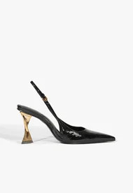 Scarpin Slingback Elisha Pump Verniz Couro Preto | Schutz BR