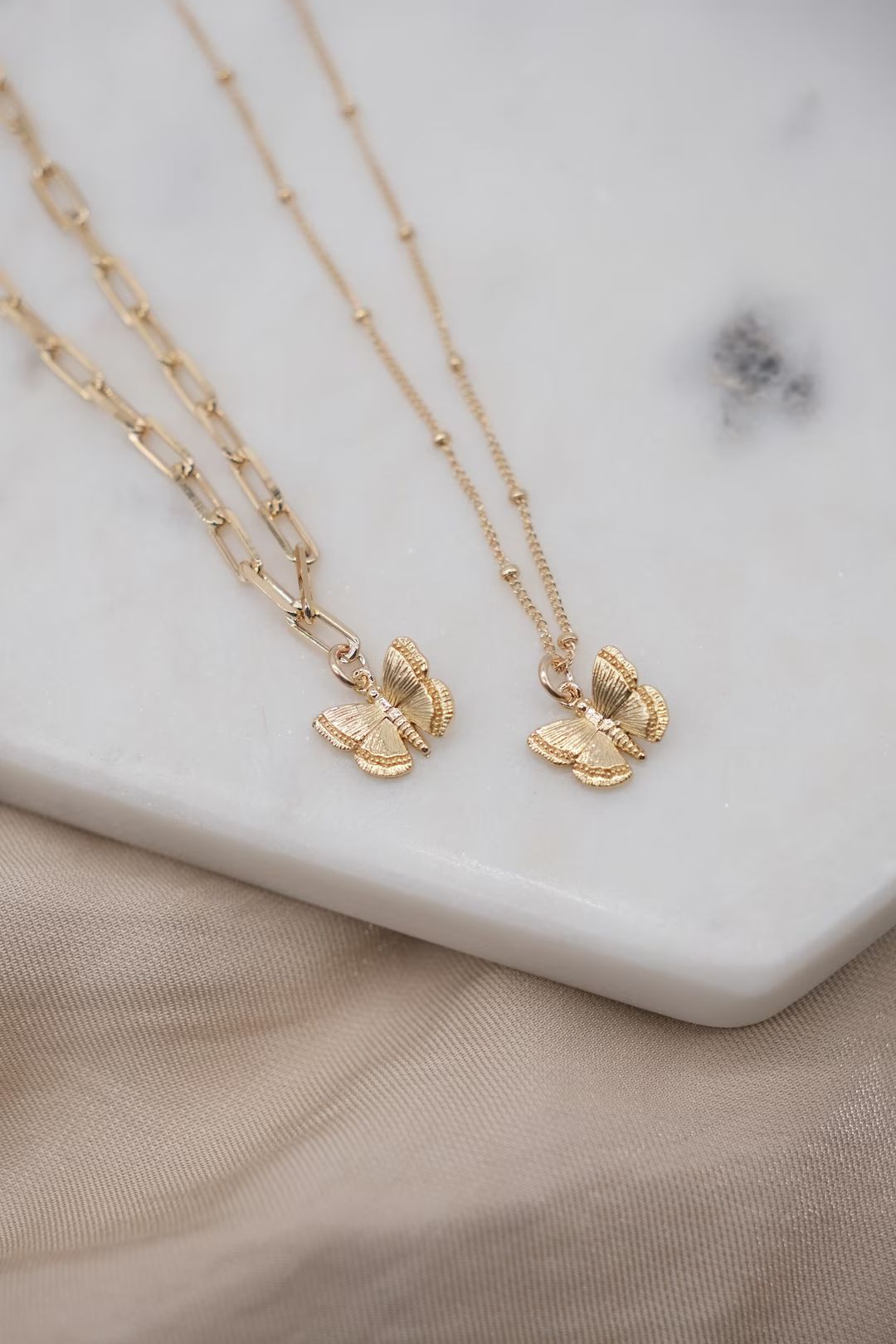 Gold Butterfly necklace, Simple necklace, Dainty necklace, Gift for friend, gold necklace, dainty... | Etsy (US)