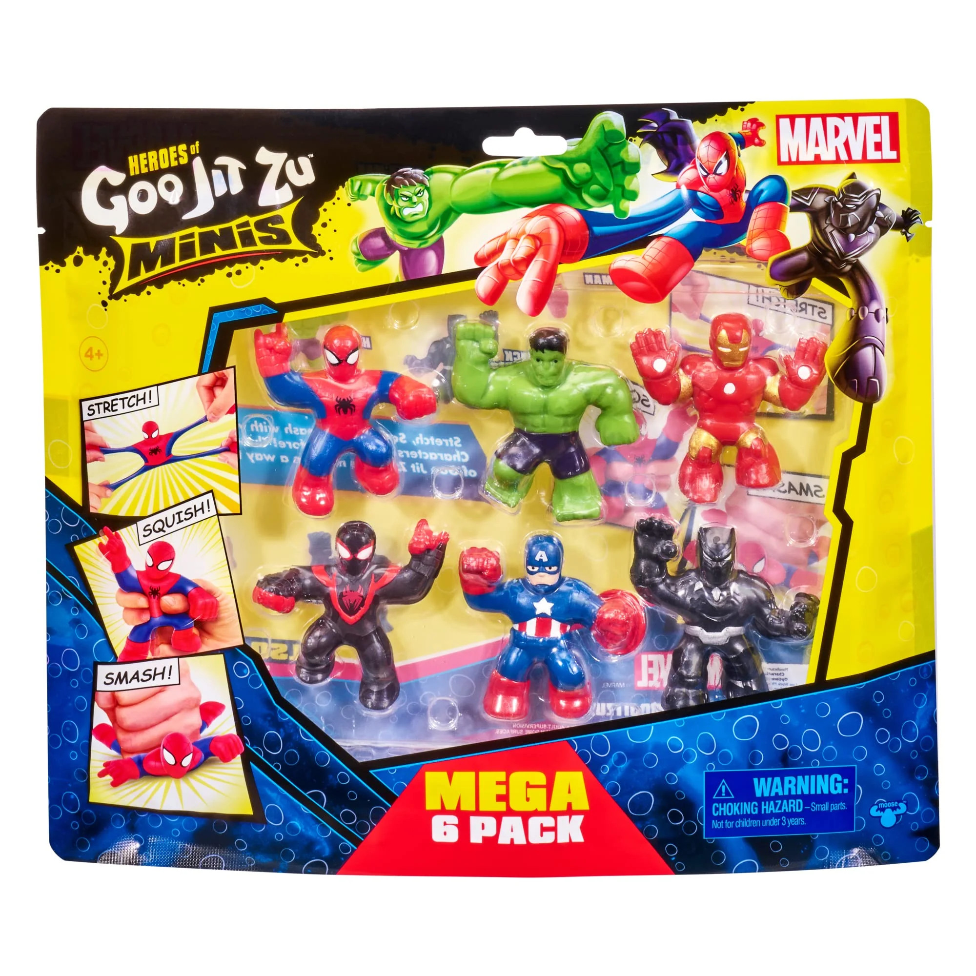 Heroes of Goo Jit Zu Marvel Mega Mini 6 Pack - Squishy, Stretchy, Gooey Mini Heroes - Ironman, Sp... | Walmart (US)