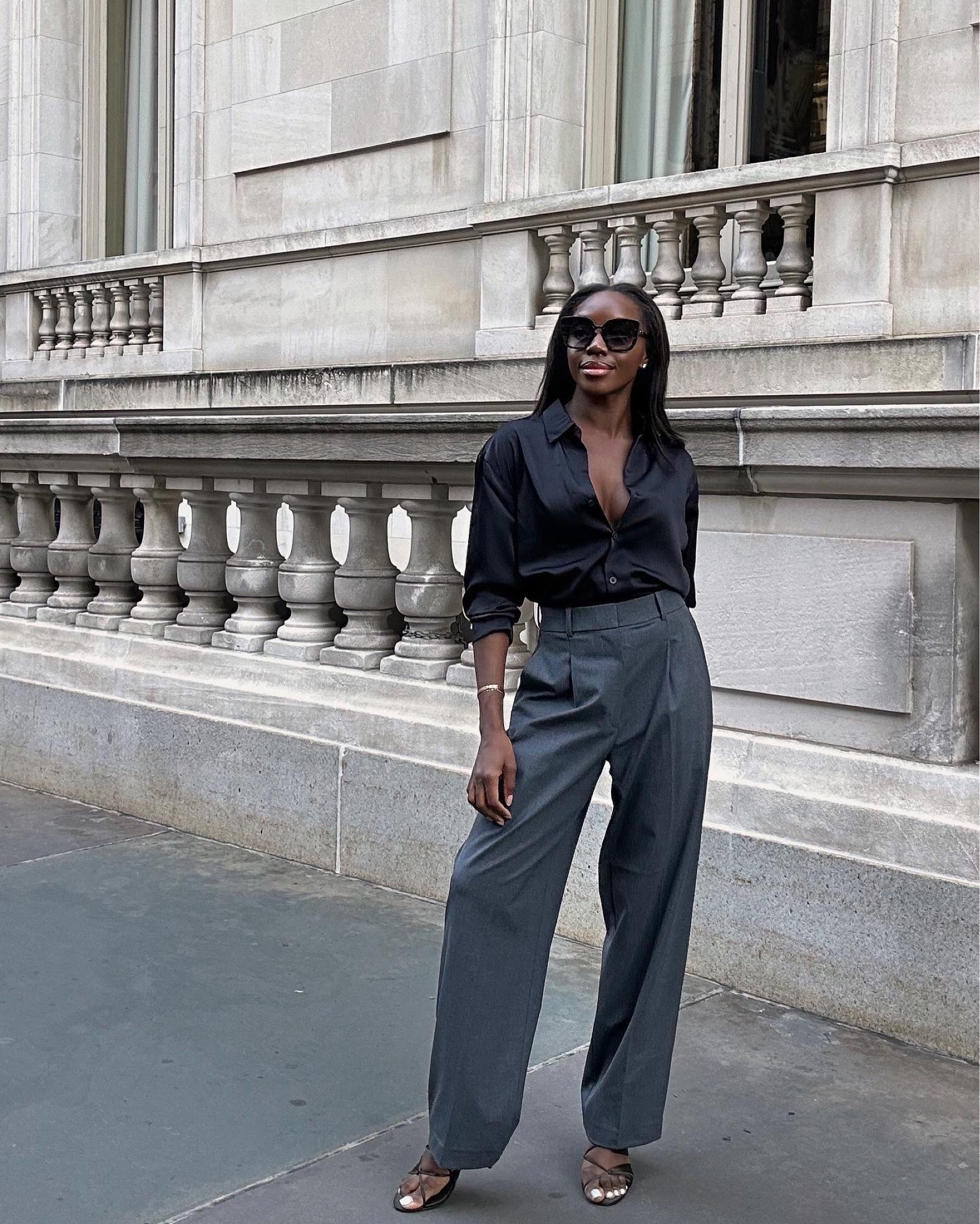 Classic trousers and button down business outfit