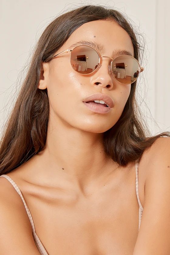 Cruising Groovy Brown and Gold Round Sunglasses | Lulus (US)