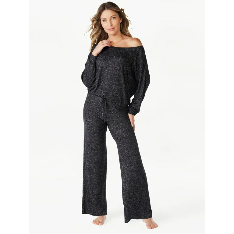 Sofia Intimates Women's Off the Shoulder Lounge Pant Set, 2-Piece, Sizes XS-3X | Walmart (US)