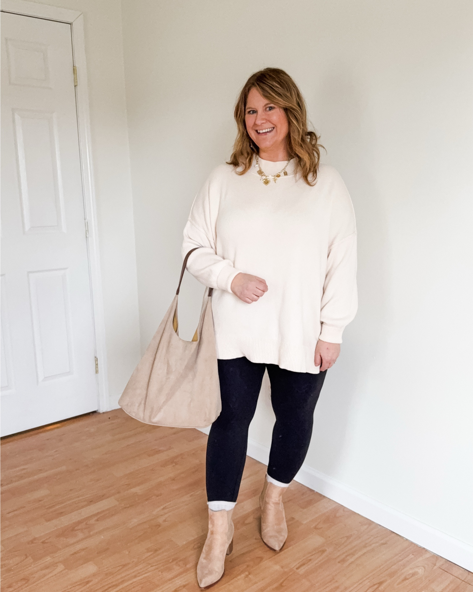 6 outfits with my favorite oversized Amazon sweater!  Wearing an XL in the sweater 

Leggings - Xl
Pixie pants - 16 petite
Satin skirt - XL
Quince jeans - 32, 26 inseam 

#LTKPetite #LTKMidsize #LTKFindsUnder50