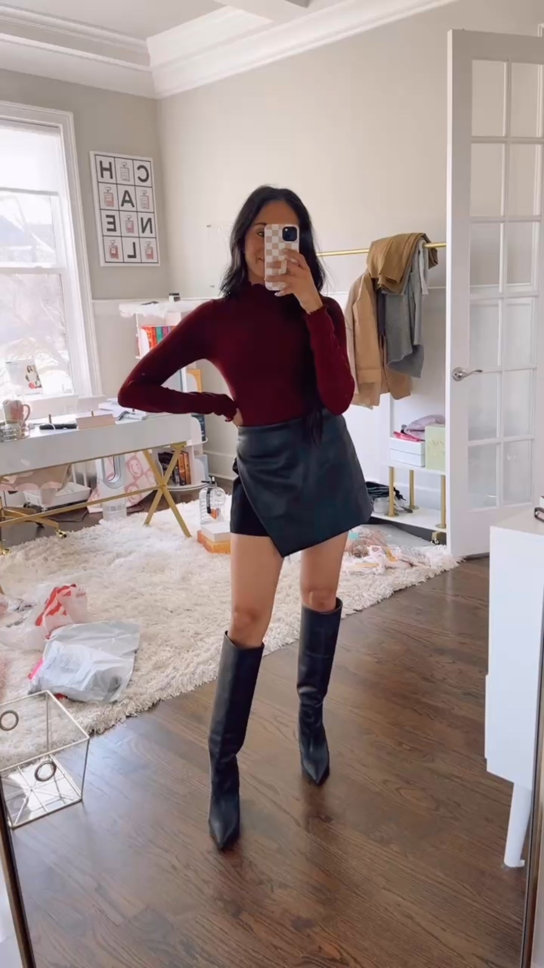 Fall outfit inspo
Faux leather skirt
Ruffle hem turtleneck
Burgundy sweater
$10! 
Black boots
Wearing Small in both!


#LTKSaleAlert #LTKPetite #LTKFindsUnder50