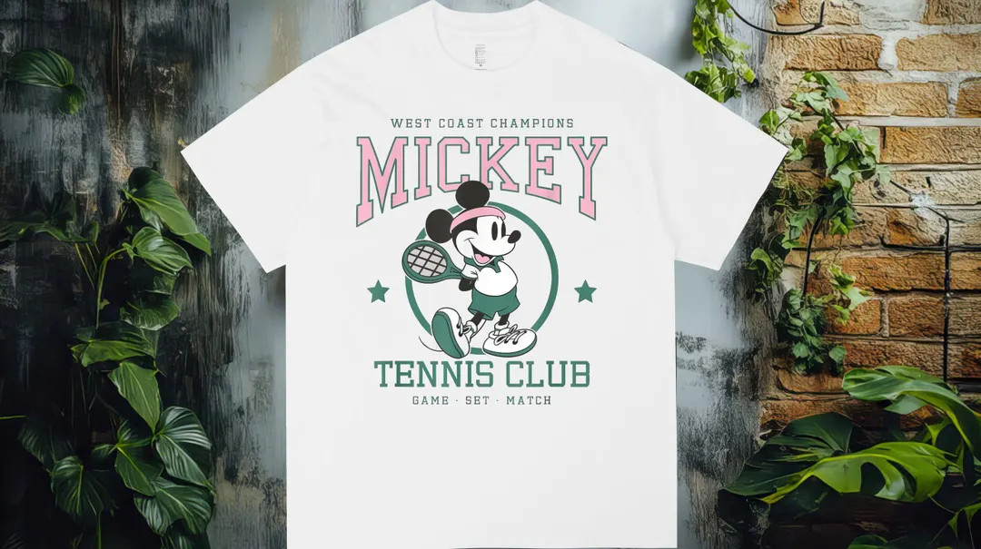 Retro Mickey Tennis Club Game Set Premium Heavyweight T-shirt | 100% Cotton | Oversized Fit M190 ... | Etsy (US)