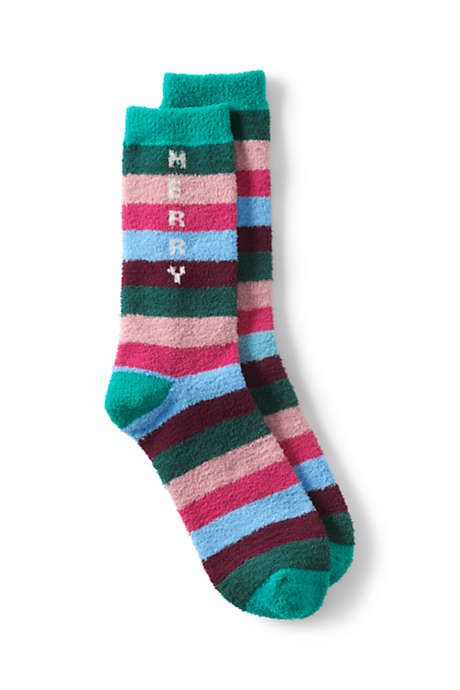 Women's Fuzzy Slipper Crew Socks | Lands' End (US)