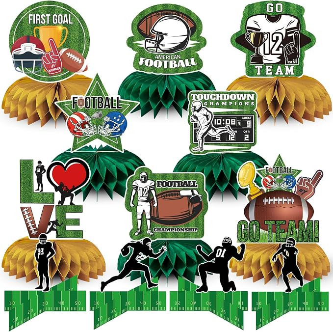 Football Party Decorations Table Centerpiece - 12 PCS Football Cake Toppers Honeycomb Centerpiece... | Amazon (US)