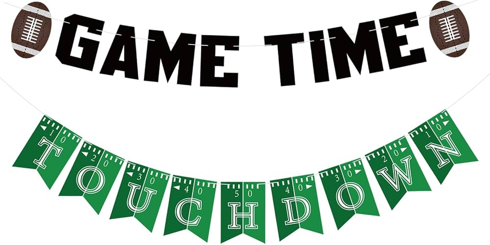 Game Time Football Banner, Pre-strung Superbowl Party Decorations with Rugby, Sports Themed Party... | Amazon (US)