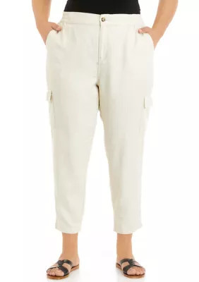 Wonderly Women's Plus Size Relaxed Cargo Pants, Beige, 4X | Belk
