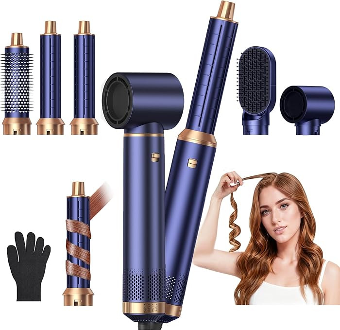 5 in 1 Blow Dryer Brush, Upgrade Hair Dryer Brush Air Curler Air Curling Wrap Styler, Detachable ... | Amazon (US)