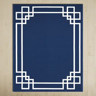 Anders Indoor / Outdoor Navy Blue/White Area Rug | Wayfair North America