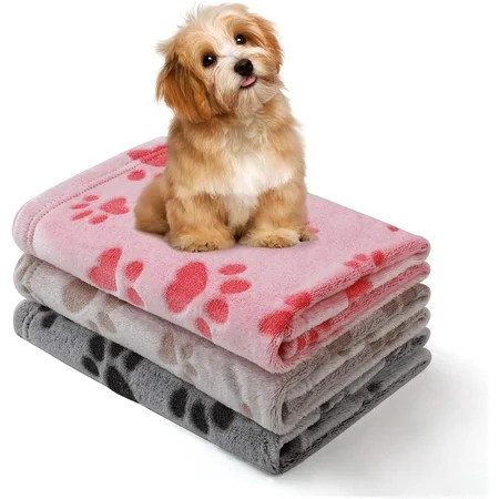 Dog Blankets for Large Dogs, Soft Fleece Dog Blanket Fluffy Pet Blanket Warm Sleep Mat Cover for Bed Couch, Cute Paw Print Puppy Cat Blanket, Flannel Throw Blanket for Dogs | Walmart (US)
