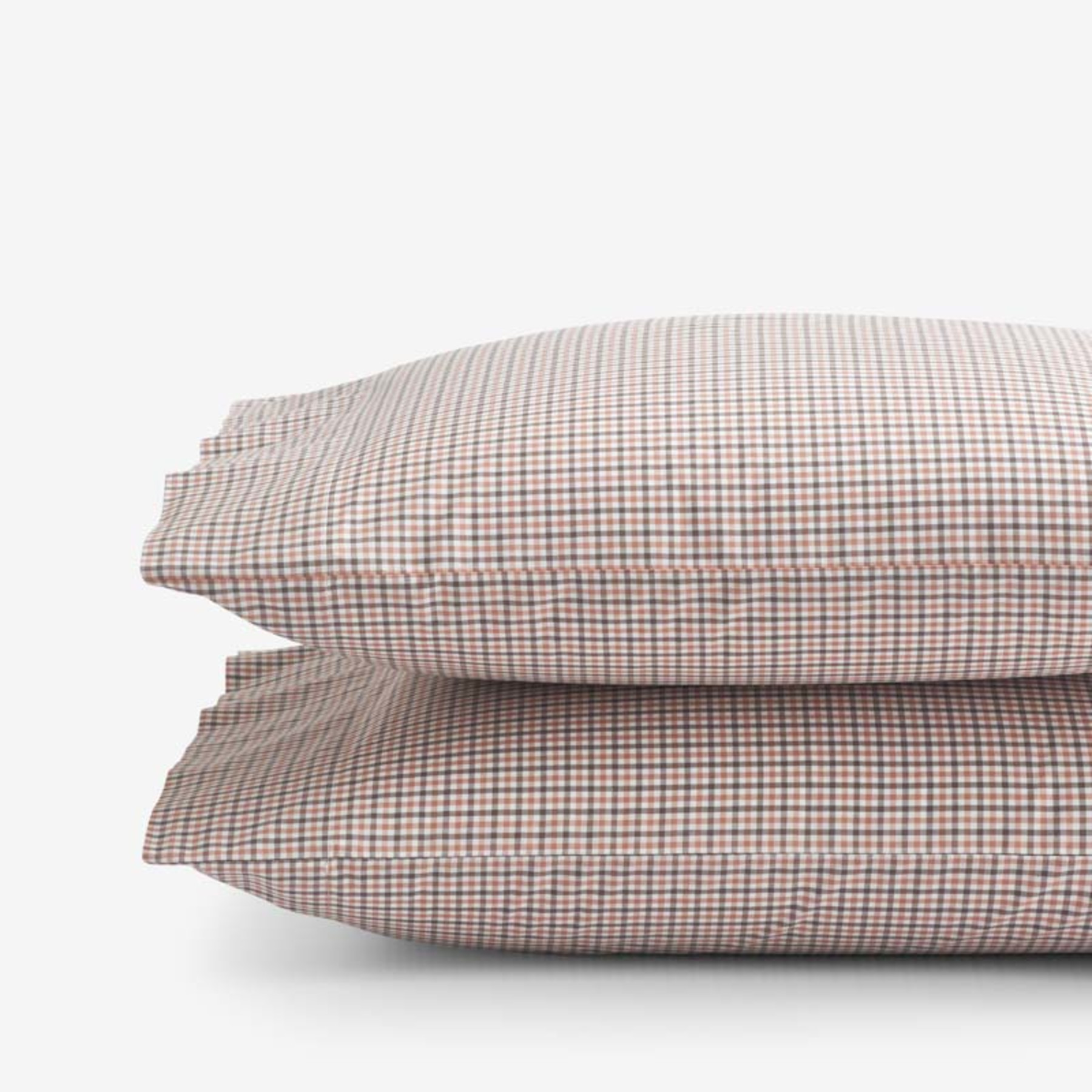 Classic Stripes and Plaids Cool Yarn-Dyed Cotton Percale Pillowcase Set - Mini Check Brown, Stand... | The Company Store