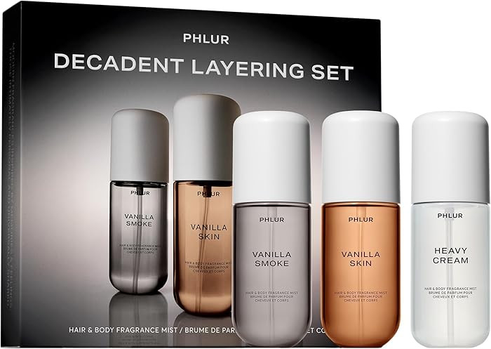 PHLUR Decadent Layering Set - Travel Size Body Mist Gift Set - Vanilla Smoke, Vanilla Skin, & Hea... | Amazon (US)