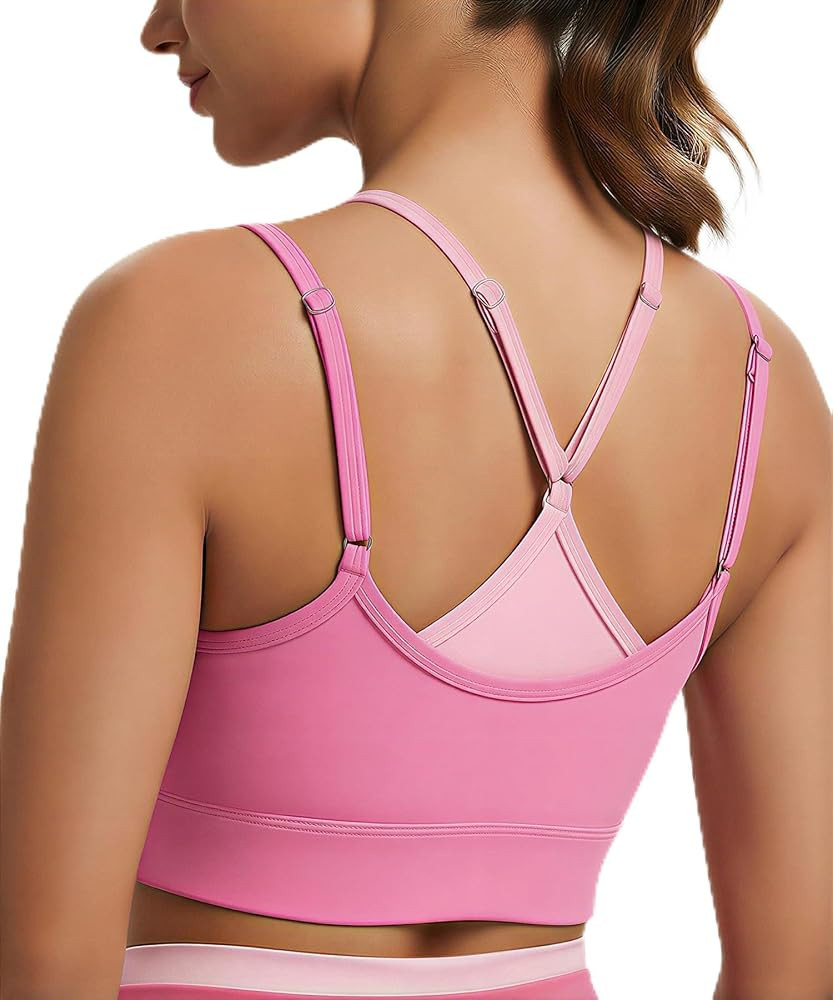 SEASUM Sports Bras for Women Color-Block Sports Bra Layered-Look Tank Top with Removable Cups | Amazon (US)