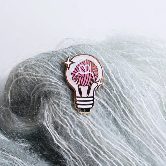 Bright Idea - Gold Plated Hard Enamel Pin Knitters Flair | Etsy (US)