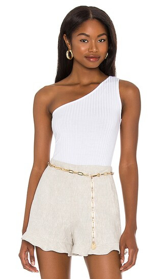 One Shoulder Bodysuit in Ultra White | Revolve Clothing (Global)