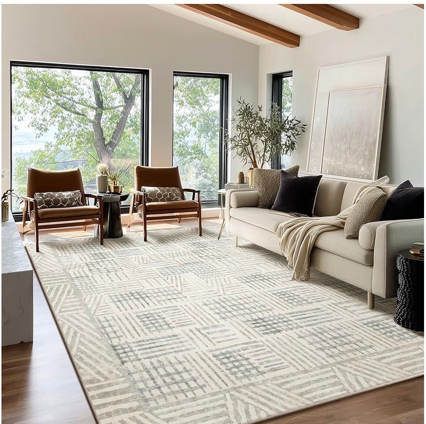 Abstract Geometric Textured Brushstroke - Neutral Gray & Light Blue Modern Minimalist Area Rug #ltkamazonfinds

#LTKHome #LTKSaleAlert