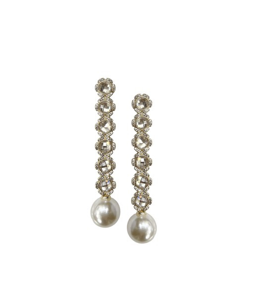 linear golden flowers + pearl drop | Nicola Bathie Jewelry