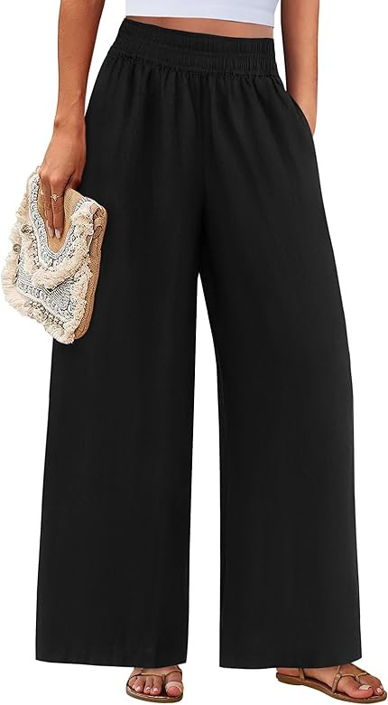 PRETTYGARDEN Womens Wide Leg Pants Casual 2025 Elastic Waist Loose Flowy Palazzo Pants Trousers w... | Amazon (US)