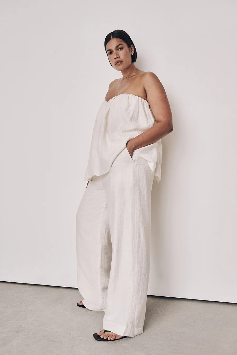 SHANIYA OFF WHITE LINEN BLEND PANT | DISSH