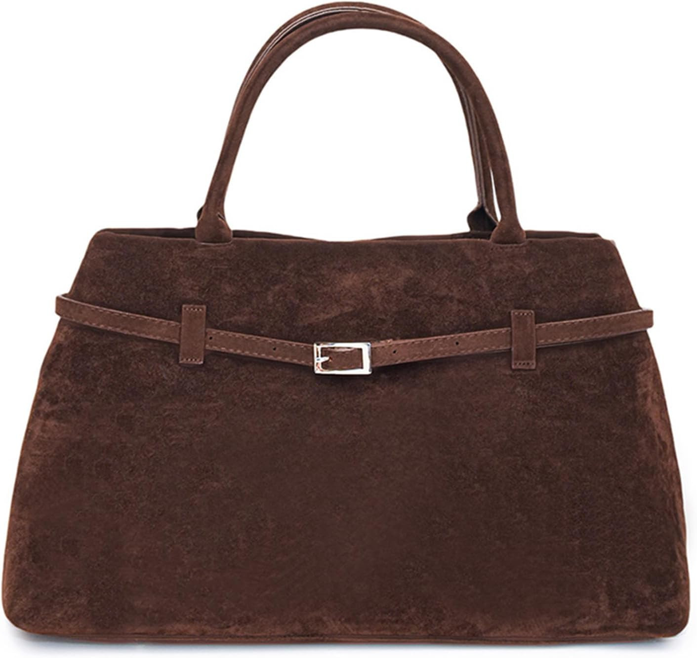 Suede Tote Bags for Women Brown Suede Bag Vintage Satchel Bag Top Handle Handbag with Magnetic Closure | Amazon (US)