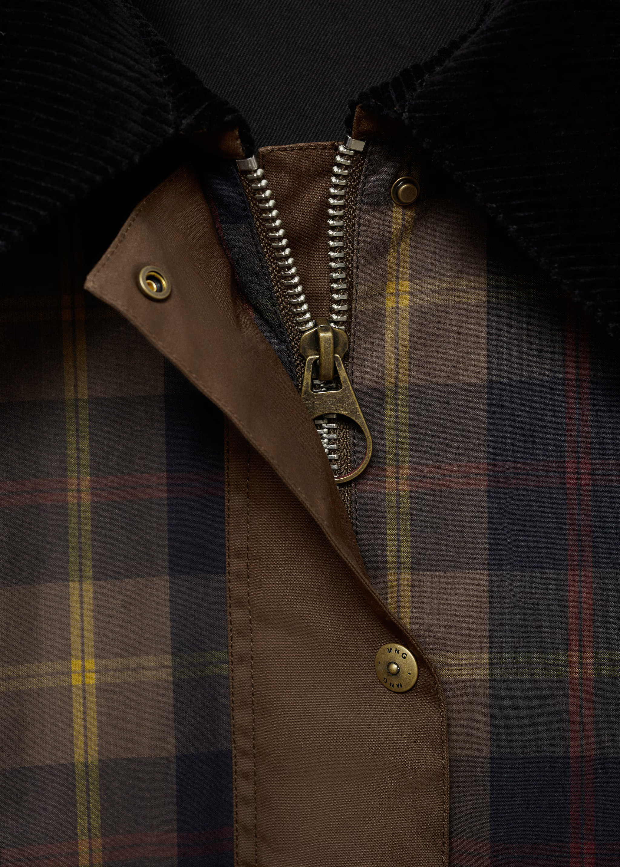 Check parka with contrasting collar - Woman | MANGO USA | MANGO (US)