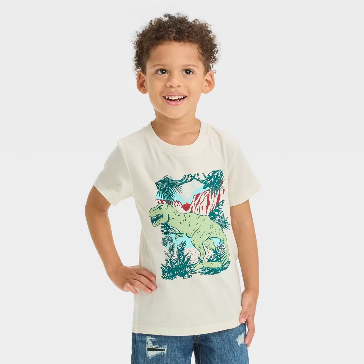 Toddler Boys' Short Sleeve Graphic T-Shirt - Cat & Jack™ Cream | Target