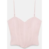 Zara - Satin Effect Corset Top - Chalk Pink - S - Woman | Zara US