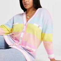 River Island Pink Pink Pastel Stripe Cardigan | River Island UK & IE