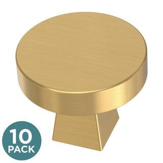 Brushed gold round cabinet knobs, ten pack