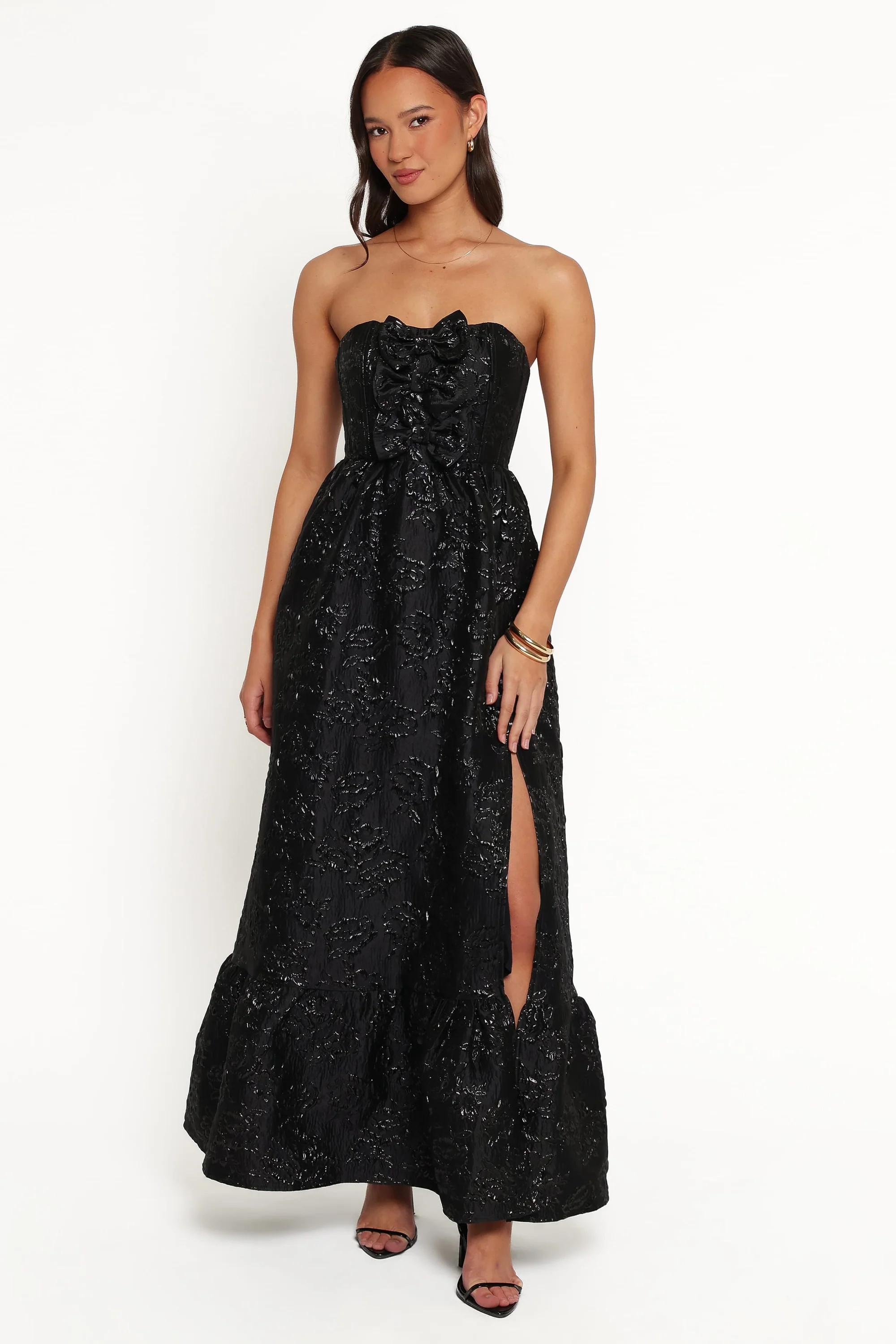 Delphira Maxi Dress - Black Brocade | Petal & Pup (US)