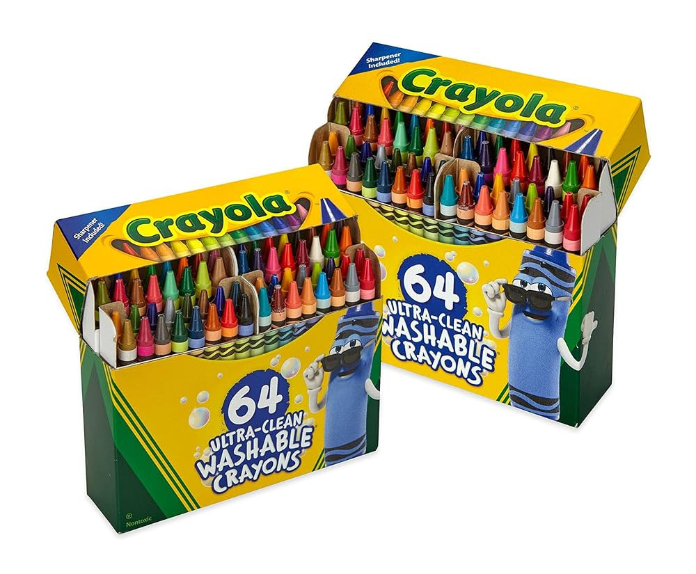 Crayola Washable Crayons for Kids - 64ct (2 Boxes), Bulk Crayons for Toddler Arts & Crafts, Teach... | Amazon (US)