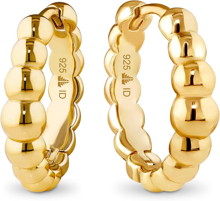 DEVATA Gold or Rhodium Plated Sterling Silver 925 - Hoop, Huggie, Stud, Drop Earrings for Women ... | Amazon (US)