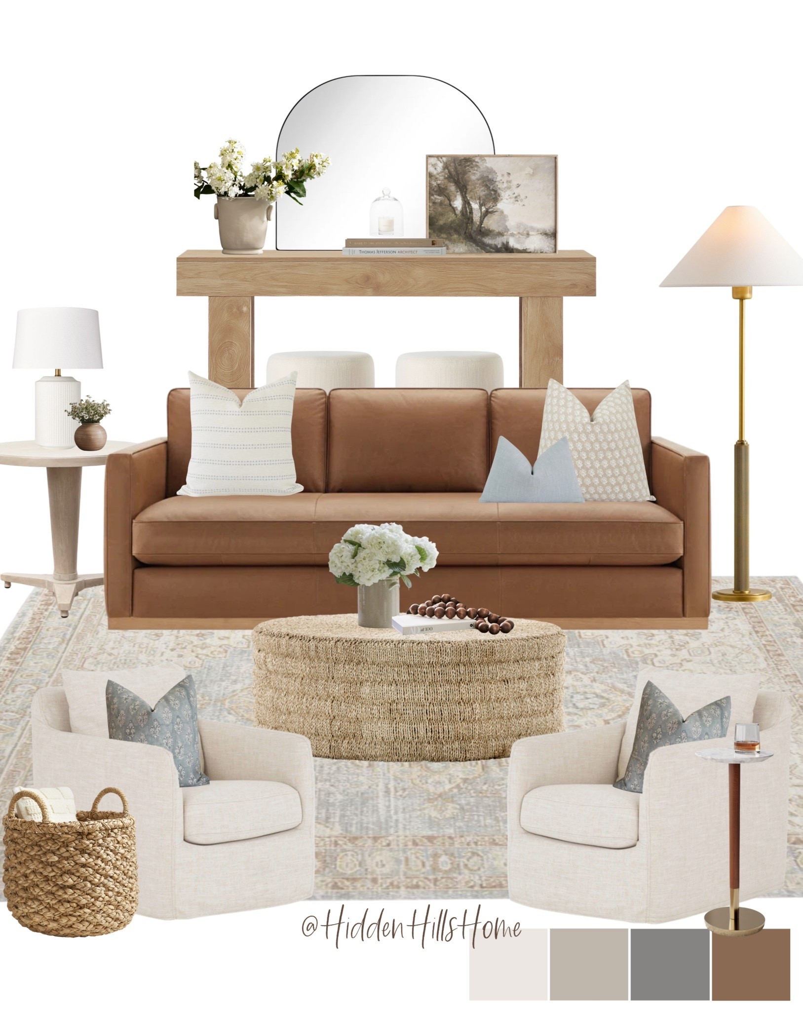 Living room decor, home decor ideas, living room mood board, coffee table decor, living room design, home decor, leather sofa, rug, coffee table #livingroom

#LTKHome #LTKSeasonal #LTKSaleAlert