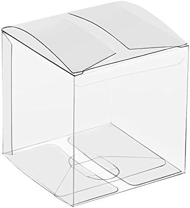 Lucky Monet 25/50/100 Packs Clear Gift Boxes, Clear PET Plastic Boxes Transparent Packing Box Favor  | Amazon (US)