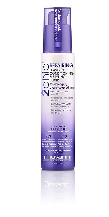 GIOVANNI 2chic Repairing Leave-In Conditioning & Styling Elixir, 4 oz. Blackberry & Coconut Milk,... | Amazon (US)
