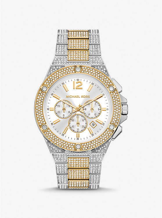 Oversized Lennox Pavé Two-Tone Watch | Michael Kors US
