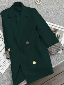 Franclia French Plaid Cuff Slightly Fitted Commuting Casual Summer Suit Jacket Fall Cloth For Wom... | SHEIN